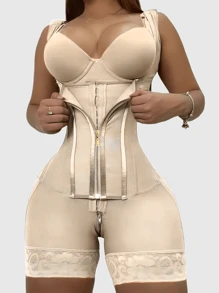 1pc Women Fajas Colombianas Moldeadoras Shapewear Tummy Control Body Shaper Girdles Post Compression Garment, Tight Zipper Closure, Bust-Open, Tummy Control, Butt Lifting, Thigh Slimming Bodysuit Lingerie,High Compression Full Body Shaper Underwear,Suitable For Various Occasions