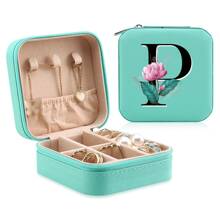 1 Caixa De Joias Floral, Caixa De Joias Verde, Caixa Compacta E Portátil Para Guardar Joias, Ideal Para Presentear Mãe, Amiga Ou Madrinha, Organizador De Bancada Com Forro De Veludo Para Anéis, Brincos E Colares - Leve