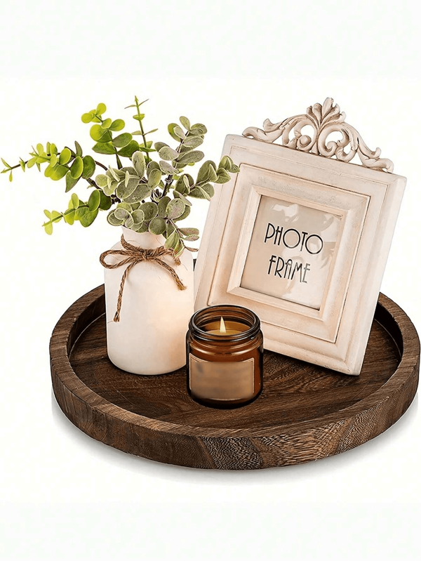 1pc Multifunctional Vintage Wooden Tray, Suitable For Bath Essentials (Soap Dispenser, Shower Gel), Toothbrush Cup, Farmhouse Decor Tray For Holiday, Birthday, Party Home Bathroom Decor Bathroom Organizer Summer Back To School
