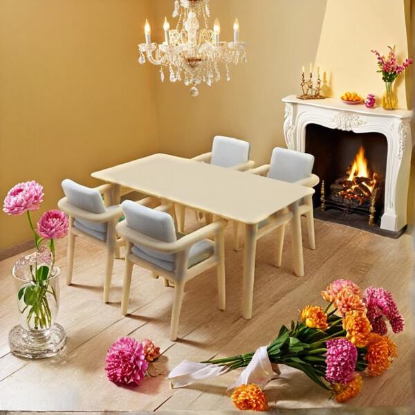 5pcs/4pcs/2pcs/1pc Miniature Furniture, Mini Dollhouse Decor Table & Chair Model, Micro Scene Photography Props, Dining Table Model, Dining Chair Model, Miniature Dining Set, Dollhouse Dining Room Decor