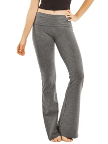 Women's Yoga Pants Cotton Flare Bootcut High Waist Tummy Control Soft Leggings Cozy Wide Leg Pants Comfy Stretch LooseCasual Pants Breathable Running Workout Lightweight Pants Womenswear Activewear - 深灰色 - 查看 1