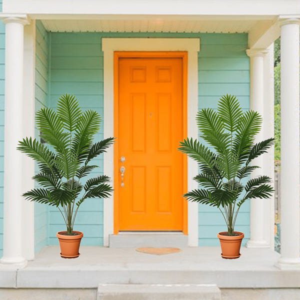 1 pieza Árbol de palma de coco artificial y realista, altura total de 120 cm, hojas verdes tropicales vibrantes - Adecuado para decoración interior/exterior, hogar, oficina, jardín, regalos para el hogar moderno, bodas y festividades - Maceta no incluida, estética tropical, sin mantenimiento, decoración de árbol de palma