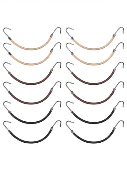 12pcs Elastic Hair Clips Ponytail Holder Hooks For Styling Long Hair, (Black, Brown, Beige), Hair Styling, Hair Stuff ,Hair Accessories, Hair Styling Kit, Hair Tool Kit, Hairstyling Set