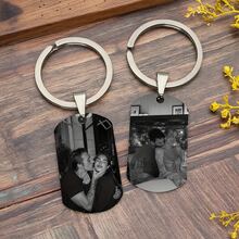 Customized Photo/Text Engraved Key Chain, Personalized Dog Tag Style Key Holder, Suitable For Men, Boyfriend, Father, Halloween, Christmas, Holiday Gifts, Pet Dog Accessory Key Chain - Multicolor - View 3