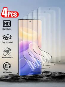 4Pcs HD Screen Protector Hydrogel Soft Film Compatible With Samsung Galaxy S25 Ultra S24 A16 A26 A36 A56 Compatible With IPhone 16 15 Pro Max Compatible With Xiaomi Poco/Redmi Explosion Proof And Scratch Resistant Easy To Install, Ultra Clear Support For Fingerprint Unlocking(NOT GLASS)