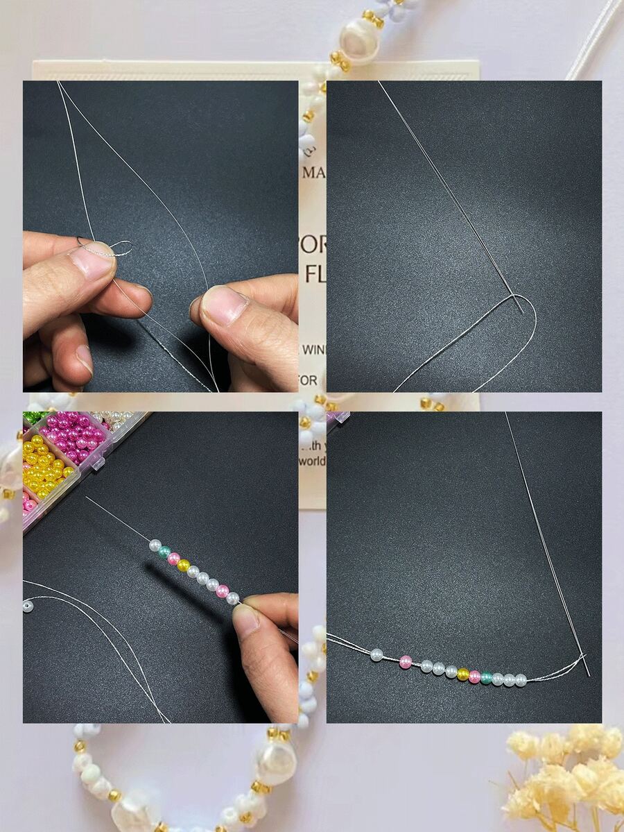 [5pcs/Pack]Beading Needles, Side-Opening Design, Solves Beading Threading Difficulty. 5.8cm, 7.6cm, 12.6cm, 15cm 4 Common Lengths Available, Slim And Smooth Needle Body Can Pass Through Various Small Hole Beads, Suitable For Making Bracelets, Necklaces, Earrings, Hair Accessories And Other Beaded Jewelry - Silver - View 1