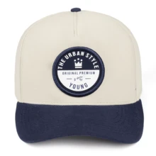 Young Original Urban Fashion Embroidered Adjustable Curved Brim Snapback Cap - 米色藍色 - 查看 2