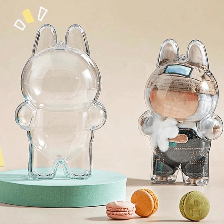 1Pc Figurine Protective Case For Labubu,Silicone Protective Case, Dust Cover, Clear Protective Shell, Clear Hanging Storage Box, Plastic Protective Cover. Suitable For: Plush Toys, Ceramic Decor, Figurine Accessories (Figurine Not Included), Valentine's Day Gifts, Birthday Party Gifts, Christmas Gifts Graduation, Compatible With Labubu