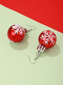 1pair Simple Snowflake Light Ball Pendant Earrings Ladies Christmas Decoration Gift