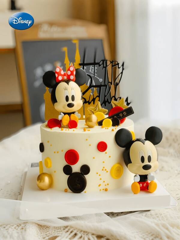 Disney Disney, 2 Pieces Of Mickey And Minnie Cake Decoration Ornaments. They Can Be Used As Car Ornaments To Decorate The Interior Space Of The Car And Add A Warm Atmosphere.