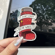 "It Ain't Easy Bein' Wheezy" Asthma Awareness Vinyl Bumper Sticker - Cartoon Inhaler Design, Self-Adhesive Decal For Cars, Trucks, Laptops, And Phones, Front Placement, Single Use, Glossy Finish School Supplies, Back To School