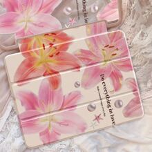 Une belle étoile de mer rose peinte recto verso en acrylique transparent cristal arrière, résistant aux chocs, adapté aux étuis de protection iPad 7e génération, 8e génération (10,2 pouces) et 10e génération, avec emplacement pour stylo intégré, prend en charge les fonctions de veille et de réveil, cadeau de vacances, cadeau du Nouvel An.