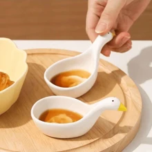 1pc Swan Shaped Ceramic Sauce Dish For Seasoning, Sauce, Oil, Vinegar, Mustard, Salad, Hot Pot Dipping,Kitchen,Christmas Gift