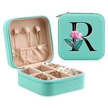 1 Caixa De Joias Floral, Caixa De Joias Verde, Caixa Compacta E Portátil Para Guardar Joias, Ideal Para Presentear Mãe, Amiga Ou Madrinha, Organizador De Bancada Com Forro De Veludo Para Anéis, Brincos E Colares - Leve