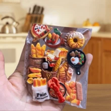 12pcs/Set Cute Cartoon Bread Fridge Magnets, Mini Realistic European Bread Memo Stickers, DIY Baking Decorative Magnetic Stickers - Multicolor - View 3