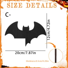 1/4 piezas Decoración de Halloween Murciélago negro, Gato, Araña Placa colgante para marco de puerta y pared, Ambientador