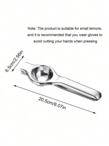 1个不锈钢手动榨汁器 - 手压式柠檬榨汁器、橙汁提取器、家用水果榨汁工具