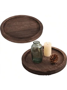 1pc Multifunctional Vintage Wooden Tray, Suitable For Bath Essentials (Soap Dispenser, Shower Gel), Toothbrush Cup, Farmhouse Decor Tray For Holiday, Birthday, Party Home Bathroom Decor Bathroom Organizer Fall Decor Back To School