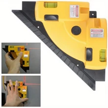 Livella laser quadrata, strumento per proiezione del piano laser a 90°, livella laser per linea orizzontale, livella laser di precisione con scala, attrezzo laser multifunzione in materiale poliestere, richiede 3 batterie AA (non incluse), per marcature accurate sul posto, adatta per lavori di costruzione, ristrutturazione, falegnameria, installazione fai-da-te domestico, installazione di apparecchiature elettromeccaniche, rilevazione e misurazione