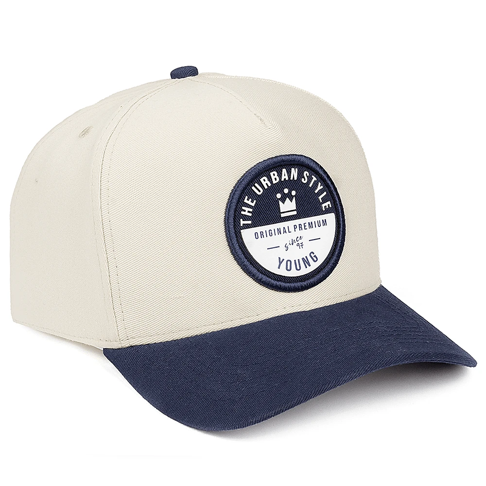 Young Original Urban Fashion Embroidered Adjustable Curved Brim Snapback Cap - 米色藍色 - 查看 1