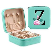 1 Caixa De Joias Floral, Caixa De Joias Verde, Caixa Compacta E Portátil Para Guardar Joias, Ideal Para Presentear Mãe, Amiga Ou Madrinha, Organizador De Bancada Com Forro De Veludo Para Anéis, Brincos E Colares - Leve