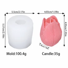 优雅的 3D 玫瑰、郁金香和牡丹硅胶模具 - 适用于蜡烛/树脂/石膏/粘土 | DIY 花卉工艺品、家居装饰和礼品制作