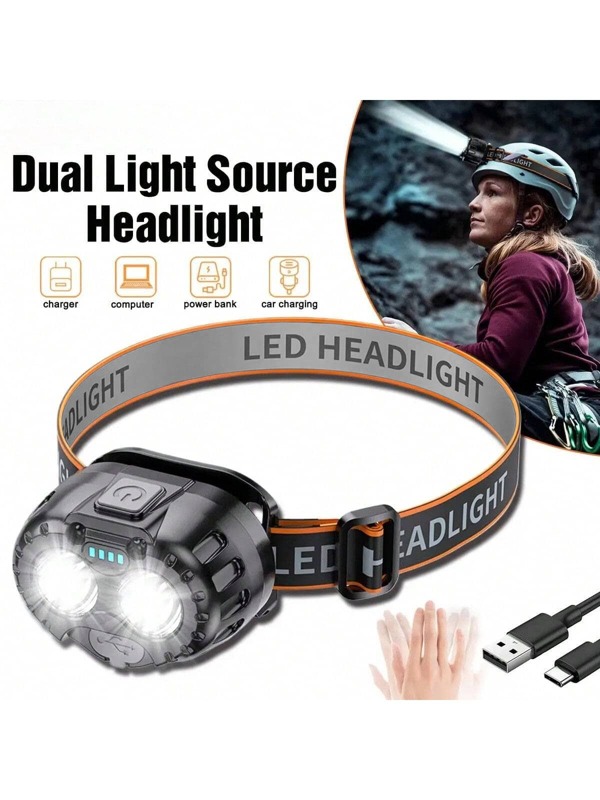 1/2PCS Led Induction Headlamp USB Headwear Strong Light Sensor Flashlight Night Fishing Light Waterproof Head Flashlight For Camping