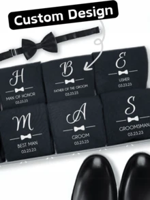 1 双个性化伴郎袜，婚礼派对定制礼物，正式伴郎/最佳男士袜子，学习用品，返校季礼物，学校礼物，办公室礼物，教室礼物，教师礼物，大学礼物，同事礼物，宿舍礼物，学生礼物，青少年礼物，初中礼物，高中礼物，男友礼物，女友礼物，家庭礼物，朋友礼物 - 彩色 - 查看 1