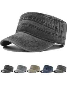 1 件水洗棒球帽，男女通用，做旧帽子，户外运动防晒太阳帽，卡车司机帽，时尚休闲纯色平顶帽，适合送给亲戚朋友、爸爸、妈妈的礼物 - 彩色 - 查看 12