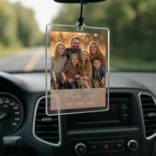 1PC Custom Car Photo Pendant - Can Upload Photos Of Couples/Family/Friends, Including The Words "Drive I Love You", Creating A Warm Atmosphere. Suitable As A Couple's Souvenir, Long-Distance Love Gift, Valentine's Day/Birthday/Christmas Exclusive Car Decoration.