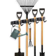 1pc Mop And Broom Holder, Wall Mount 4 Racks And 5 Hooks Broom Organizer, Tool Storage Racks, Stainless Steel Heavy Duty Hooks, For Home Kitchen Garden Laundry Garage