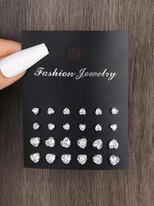 48 件/24 件几何圆形方形立方氧化锆闪亮耳钉，简约朋克嘻哈风格，大套装，适合派对、节日、约会、礼物和日常佩戴 - 彩色 - 查看 3