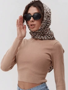 1 pieza Pañuelo de cabeza con estampado de leopardo vintage de moda para mujer, casual y versátil, suave y amigable con la piel, adecuado para todas las estaciones, pañuelo multifuncional