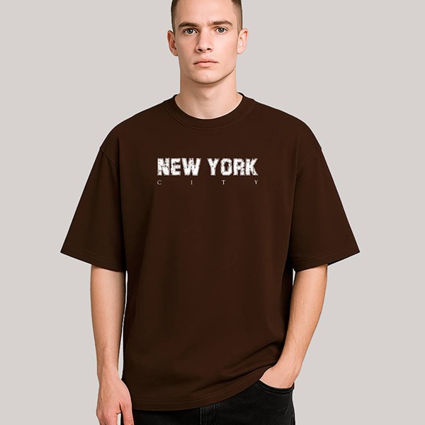 Ousy Camiseta Camisa Unissex Oversized New York City 100% Algodão Streetwear Corte Reto