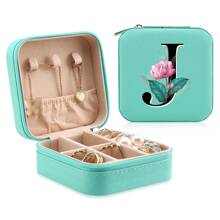 1 Caixa De Joias Floral, Caixa De Joias Verde, Caixa Compacta E Portátil Para Guardar Joias, Ideal Para Presentear Mãe, Amiga Ou Madrinha, Organizador De Bancada Com Forro De Veludo Para Anéis, Brincos E Colares - Leve
