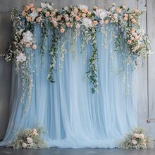 1 pieza/2 piezas/4 piezas Cortina de tul de color azul claro/rosa claro/negro, Decoración de Año Nuevo 2025, Tela de fondo para fiesta de boda, Decoración de ducha de bebé, Decoración de San Valentín, Decoración de escenario de gasa, Suministros de decoración de boda