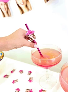 12Pcs Custom Western Cowgirl Paper Straws With Face - Nashville Bachelorette Party Straws - Editable Bachelorette Straws