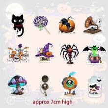12pcs Halloween Soft Magnetic Stickers Set, Creative Black Cat, Skeleton, Ghost Fridge Magnets, Car Magnets, Holiday Party Decor - Multicolor - View 2