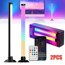 NBBUFF 2 Stücke LED Lichtleiste, RGB-IC LED Leuchten mit Fernbedienung und App-Steuerung, Desktop dekorative Stimmungsbeleuchtung, Musiksynchrone Stimmungsbeleuchtung, einstellbare Helligkeit, Farbe, Geschwindigkeit, USB betrieben für Schlafzimmer Nachttisch, E-Sport Zimmer, TV Hintergrundbeleuchtung, Tischlampe, Partybeleuchtung