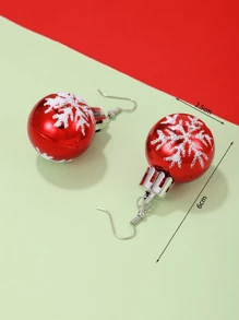 1pair Simple Snowflake Light Ball Pendant Earrings Ladies Christmas Decoration Gift