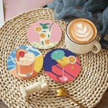 8pcs/Set Diamond Painting Coasters With Stand, DIY Summer Drink Pattern Diamond Art Coasters, Diamond Painting Kit Suitable For Adults And Beginners, Diamond Craft Supplies, Exquisite Gift For Friends - Multicolor - View 6