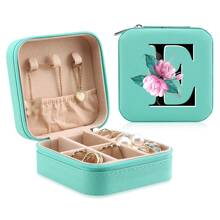 1 Caixa De Joias Floral, Caixa De Joias Verde, Caixa Compacta E Portátil Para Guardar Joias, Ideal Para Presentear Mãe, Amiga Ou Madrinha, Organizador De Bancada Com Forro De Veludo Para Anéis, Brincos E Colares - Leve