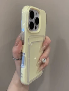 2 in 1 Süßigkeiten-Farbige Kartenfach Handyhülle kompatibel mit iPhone 17Pro 17ProMax 17 Air 17 16 15 14 13 12 11 Pro Max 16Plus, einfache stoßfeste klare weiche Hülle - Vanillesoße - Übersicht 3