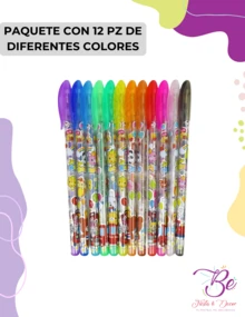 12 Pluma Gel Metálico Oficina Escolar - Multicolor - Ver 3