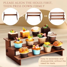 多层木质收纳架，玩具展示架，桌面装饰架，多层模型展示架，实木整理架，适合女性收纳整理，旅行必备，宿舍返校用品 - 咖啡棕 - 查看 7