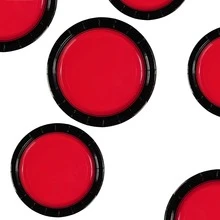 10-Piece/20-Piece/50-Piece Red And Black Party Decor Red And Black Party Plate Disposable Black And Red Paper Cutlery Set Suitable For Weddings, Carnivals, Retirement Parties, Halloween Decorations, Party Gifts - Black and Red - View 3