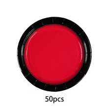 10-Piece/20-Piece/50-Piece Red And Black Party Decor Red And Black Party Plate Disposable Black And Red Paper Cutlery Set Suitable For Weddings, Carnivals, Retirement Parties, Halloween Decorations, Party Gifts - Black and Red - View 9