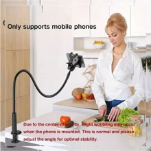 1 pieza Nuevo soporte de teléfono de acero al carbono reforzado, soporte de teléfono giratorio 360° con base espiral flexible - Compañero de mesita de noche perfecto para smartphones