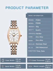 Poshi 1 pieza Reloj de pulsera de mujer elegante de cuarzo analógico con decoración de diamantes y pantalla de fecha