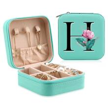 1 Caixa De Joias Floral, Caixa De Joias Verde, Caixa Compacta E Portátil Para Guardar Joias, Ideal Para Presentear Mãe, Amiga Ou Madrinha, Organizador De Bancada Com Forro De Veludo Para Anéis, Brincos E Colares - Leve